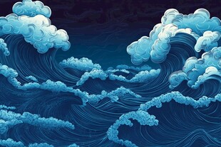 波涛汹涌的夜幕海洋