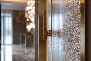 奢华金色拉手 璀璨水晶墙