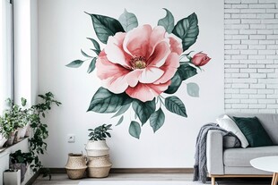 粉色花卉墙贴 现代家居装饰