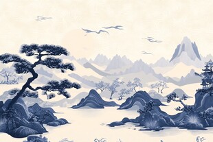 云雾缭绕的山水风景