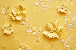 黄色浮雕花卉图案