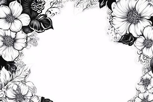 黑白花卉框架设计