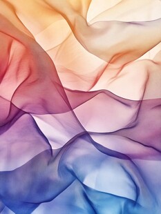 抽象的橙蓝色调薄纱交织