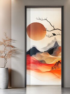 抽象山水画门贴