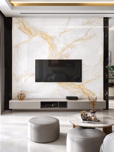 现代客厅设计 白色大理石电视背景墙