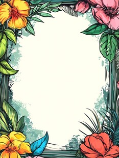 热带花卉边框设计
