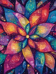 彩色花卉抽象画