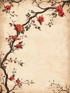 古风花卉背景