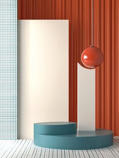 现代几何构成与红色调背景