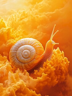 金色天空中的蜗牛之旅