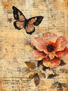 复古蝴蝶与花卉艺术