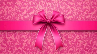 粉色蝴蝶结与花卉图案背景