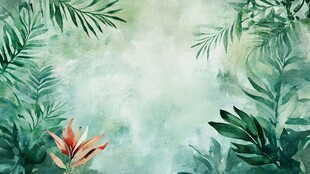 绿色热带雨林水彩画