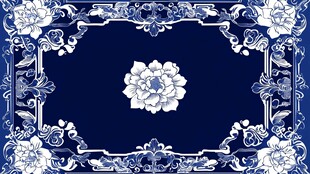 青花瓷风格的地毯设计