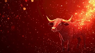 红色星空中的神秘公牛