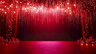 红色舞台 闪烁灯光 奢华背景