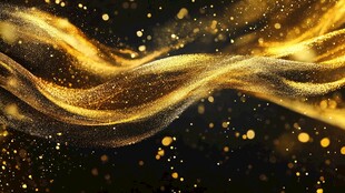 金色粒子流动的抽象画