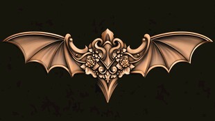 复古金色蝙蝠翅膀装饰艺术