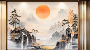 山水画中的日出