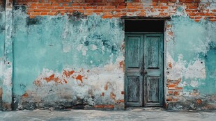 古老的砖墙和木门