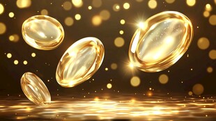 金色气泡与粒子抽象背景