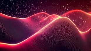 红色粒子波动的抽象图像