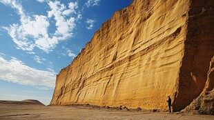 巨大的黄色岩石墙