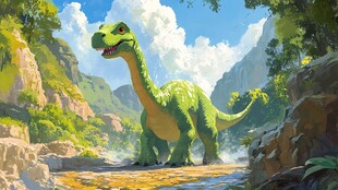 恐龙在山谷中漫步