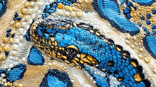 蓝金球蟒的特写
