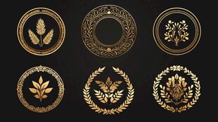 金色植物徽章设计