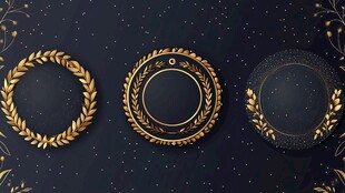 金色圆形框架与星空背景