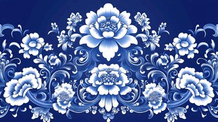 青花瓷风格的数字艺术作品