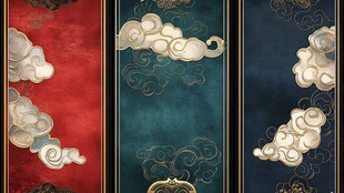 云纹壁画的红 绿 蓝三种色调