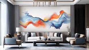 现代生活空间的抽象艺术与舒适家具的结合