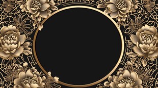 金色花卉椭圆框
