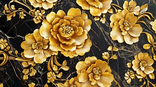 金色花卉浮雕艺术