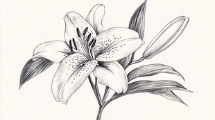 细致入微的百合花铅笔画
