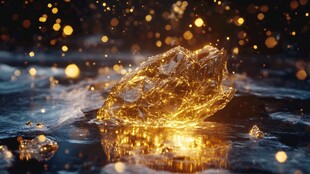 金光闪耀的冰块