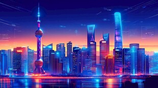 未来都市的夜幕