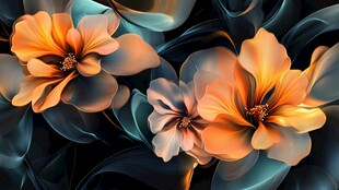 橙色花卉抽象画