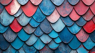 红蓝相间的屋顶瓦片