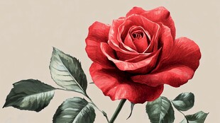 绚烂玫瑰 绿叶衬托 背景柔和