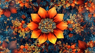 橙色花卉的数字艺术