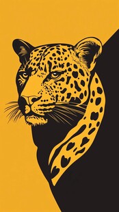 黄色背景上的豹头插画