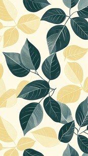 绿叶黄背景的植物图案