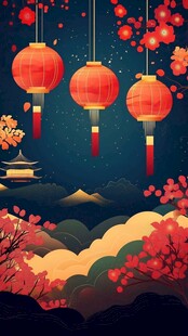 夜幕下的红色风景