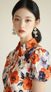 时尚女性 花卉图案 优雅耳环 柔和色调