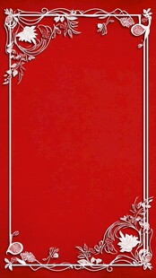 红色背景白色花纹边框