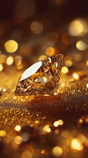 钻石之光 璀璨夺目的黄金钻石 闪耀着奢华的光芒