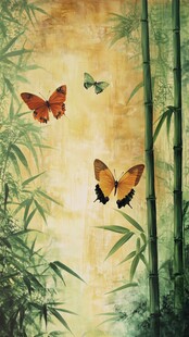 蝴蝶翩翩竹林幽静